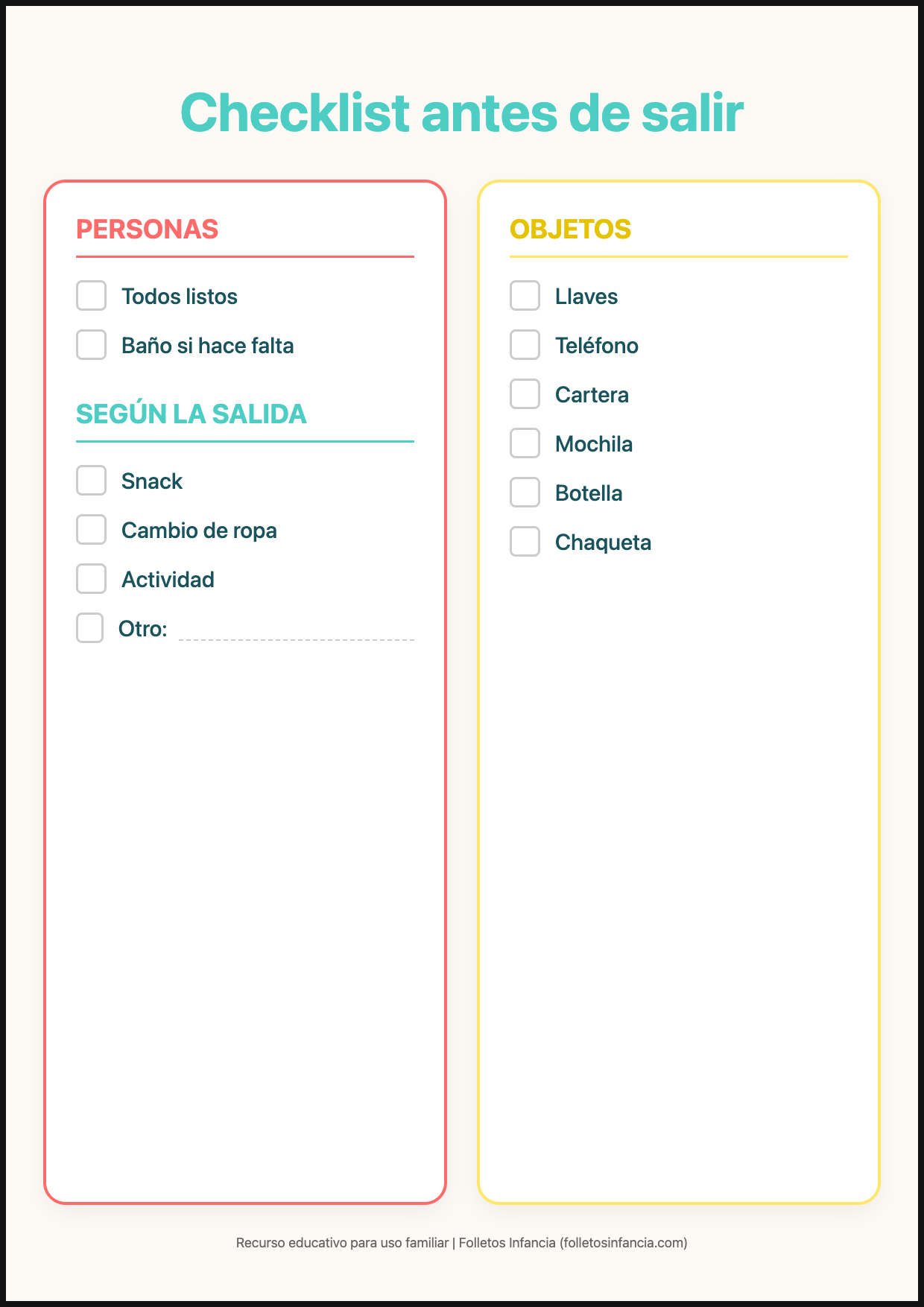 Checklist antes de salir